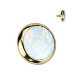 Implant Grade Titanium Internally Threaded Flat Bezel Set Opal Top