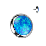 Implant Grade Titanium Internally Threaded Flat Bezel Set Opal Top