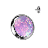 Implant Grade Titanium Internally Threaded Flat Bezel Set Opal Top