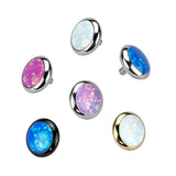 Implant Grade Titanium Internally Threaded Flat Bezel Set Opal Top