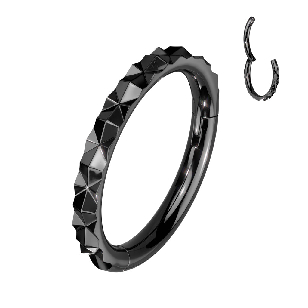 Surgical Steel Outward Facing X Faceted Hinged Segment Ring