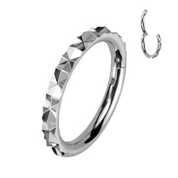 Surgical Steel Outward Facing X Faceted Hinged Segment Ring