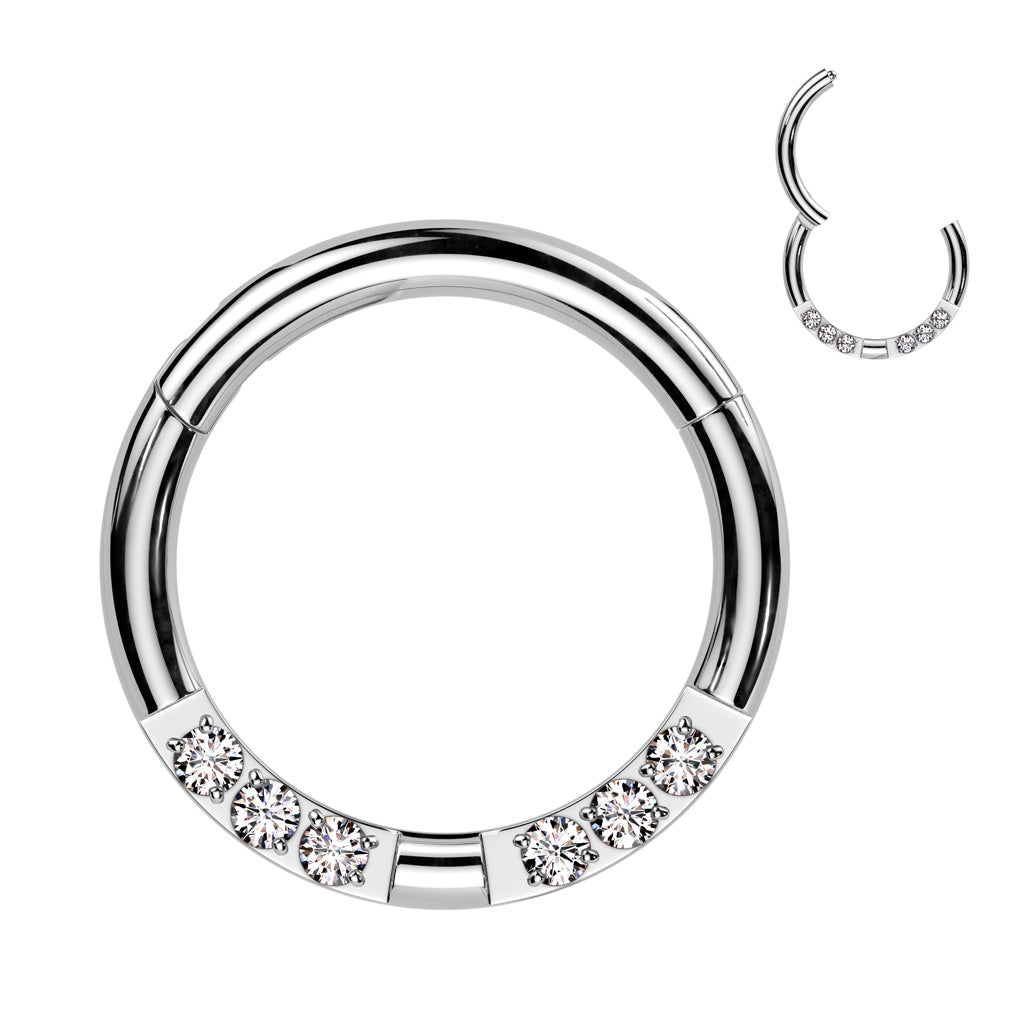 16G Surgical Steel Hinged Segment Ring W/ Double Forward