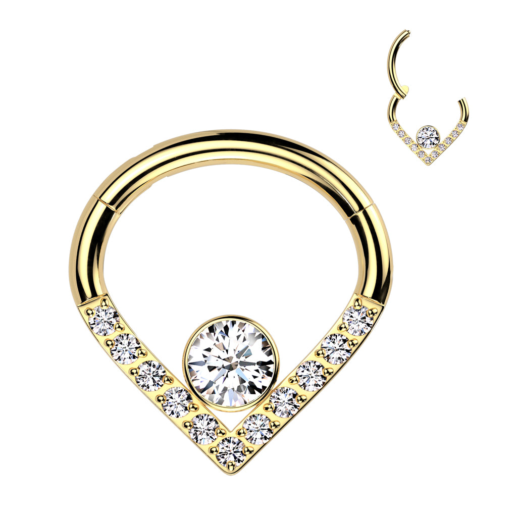 16G Titanium Hinged Hoop Ring W/ Pave