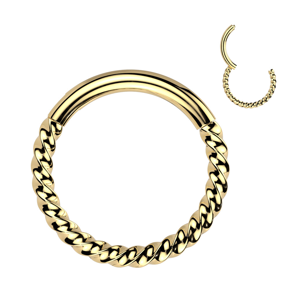 16G Titanium Braided Hinged Segment Hoop For Septum, Ear, & Lip Piercings