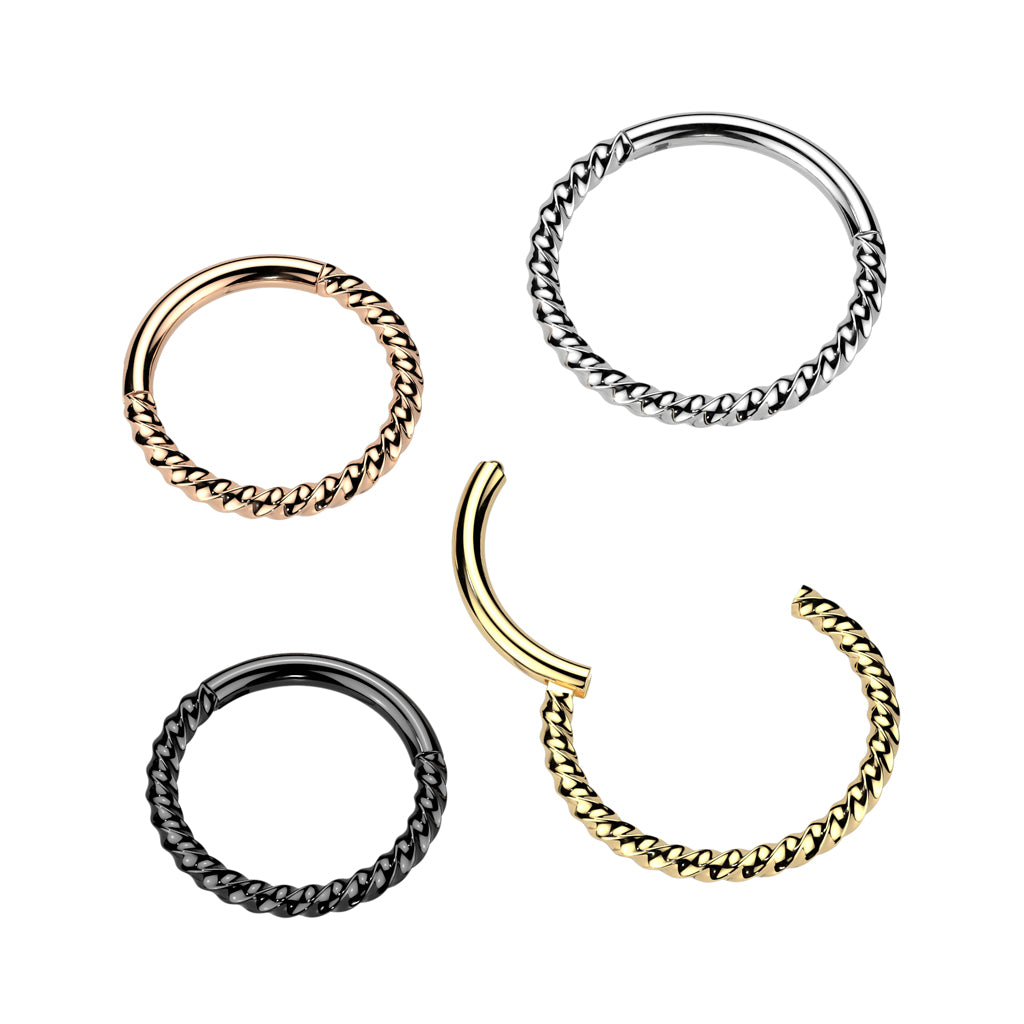 16G Titanium Braided Hinged Segment Hoop For Septum, Ear, & Lip Piercings