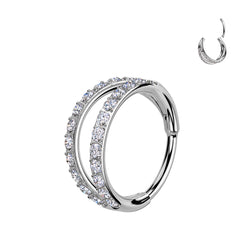18G Titanium Hinged Double Hoop Ring Lined For Nose & Ear Piercing