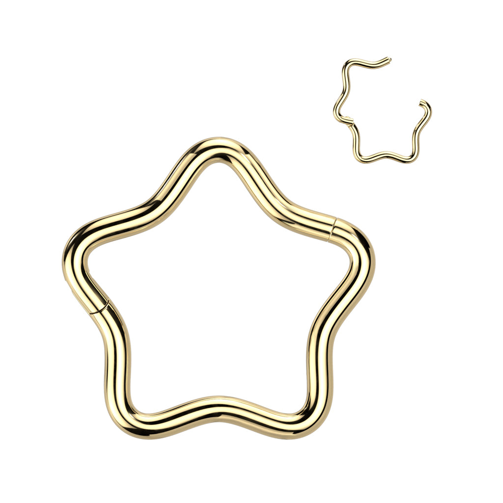 16G Titanium Star Hinged Hoop Ring For Daith Piercings