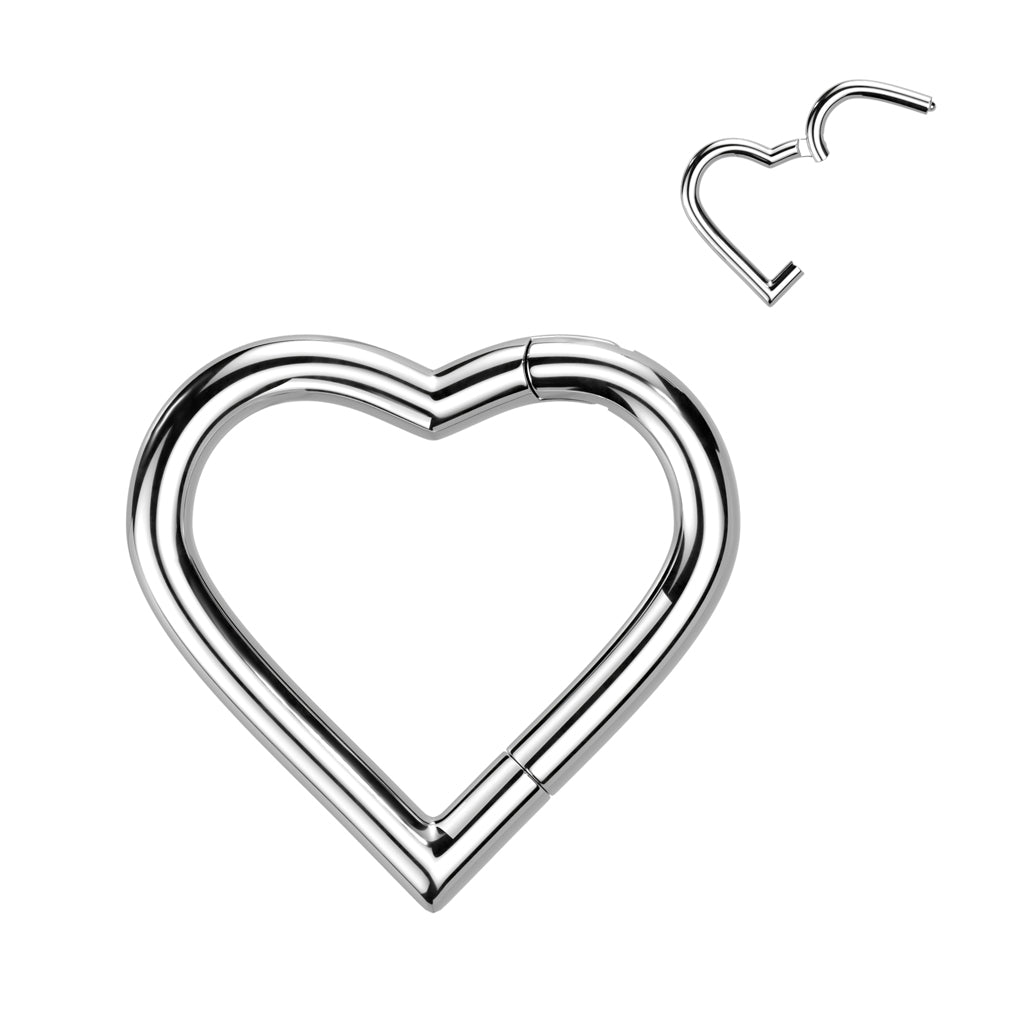 16G Titanium Heart Hinged Segment Hoop Ring For Daith Piercings