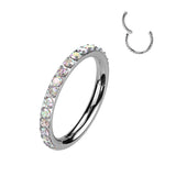 Implant Grade Titanium Hinged Segment Hoop Ring With Outward Facing Pave