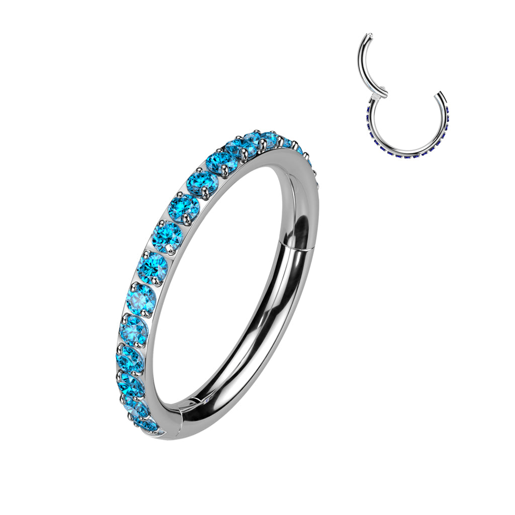 Implant Grade Titanium Hinged Segment Hoop Ring With Outward Facing Pave