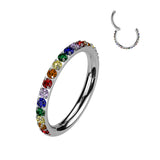 Implant Grade Titanium Hinged Segment Hoop Ring With Outward Facing Pave