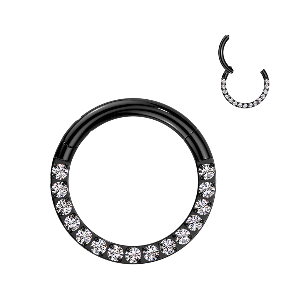 Implant Grade Titanium Hinged Segment Hoop Ring With Forward Facing Pave