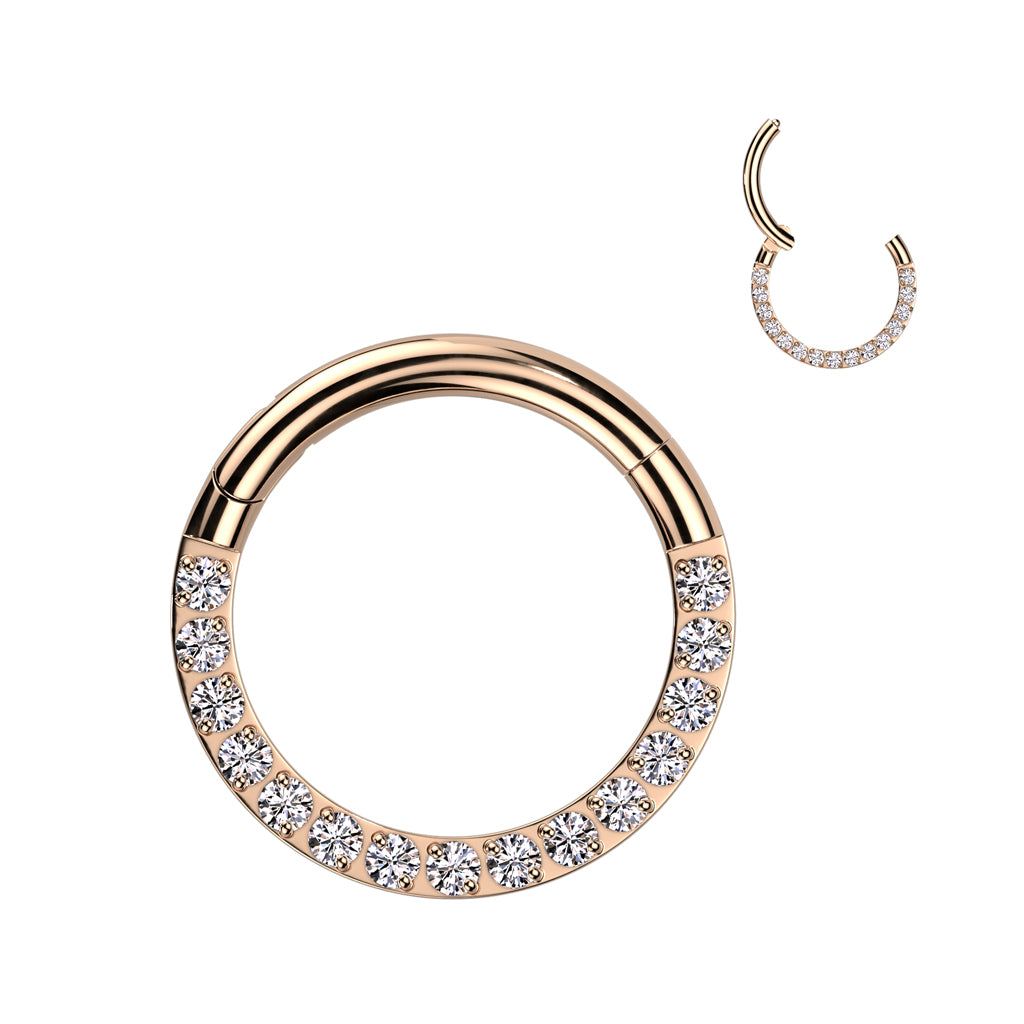 16G Titanium Hinged Segment Hoop W/ Forward Facing Pave