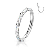 Implant Grade Titanium Hinged Segment Hoop Ring With Outward Facing Baguette