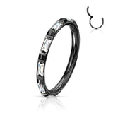 Implant Grade Titanium Hinged Segment Hoop Ring With Outward Facing Baguette