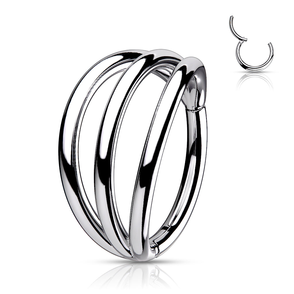 16G Titanium Hinged Triple Hoop Ring