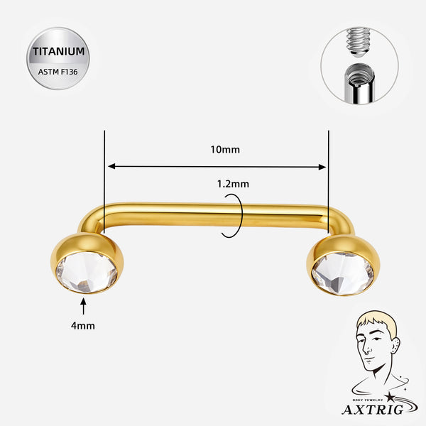 16G ASTM F136 Titanium CZ Staple Surface Bar for Anti Eyebrow Piercings