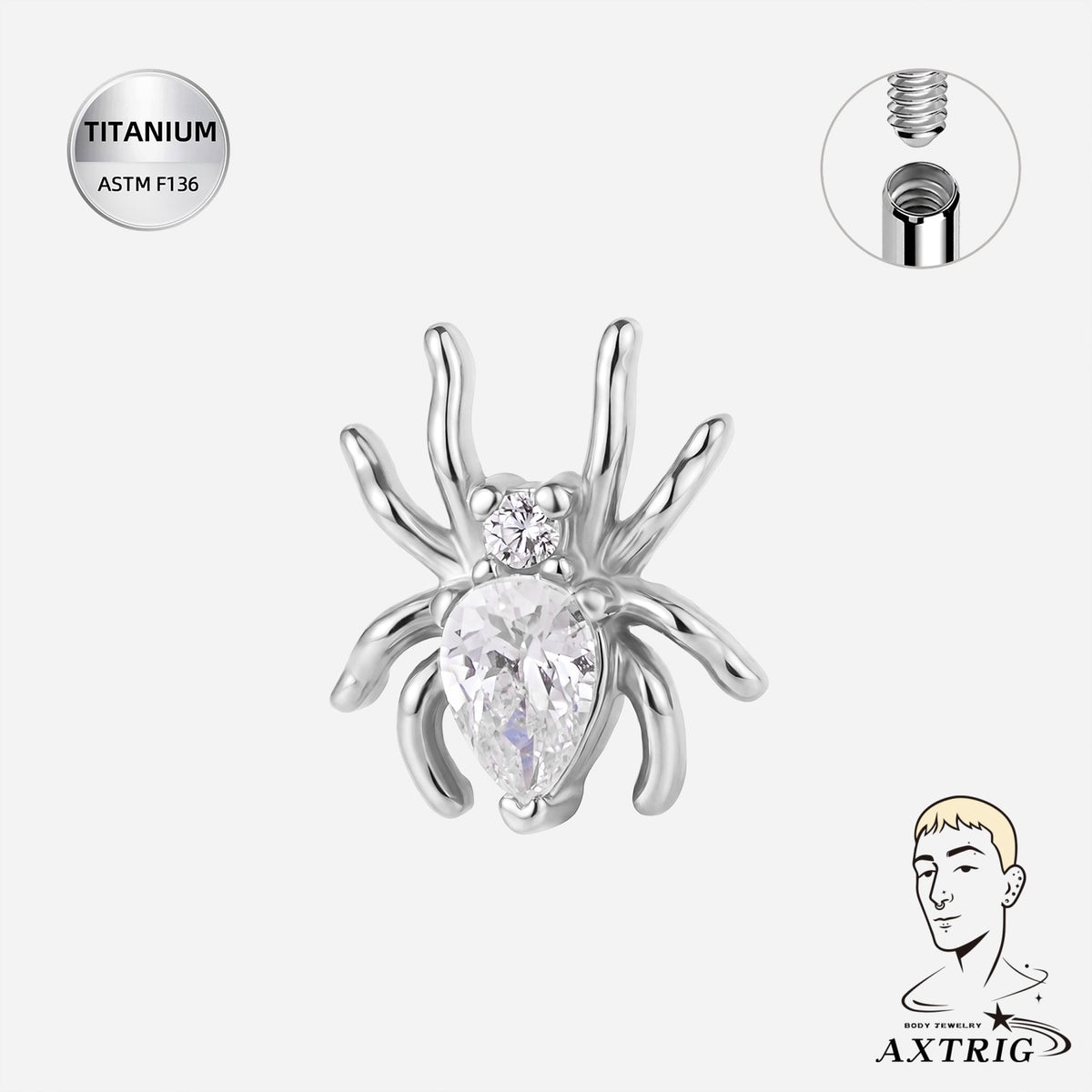 Spider Dermal Titanium Top - ASTM F136 Implant Grade, Edgy Piercing Body Jewelry