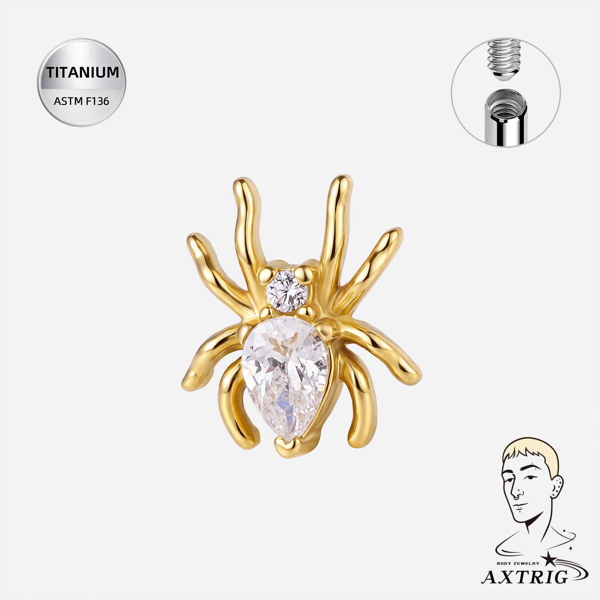 Spider Dermal Titanium Top - ASTM F136 Implant Grade, Edgy Piercing Body Jewelry