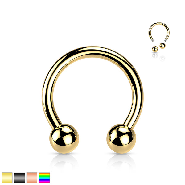 16G Titanium Externally Threaded Horseshoe For Septum & Lip Piercings