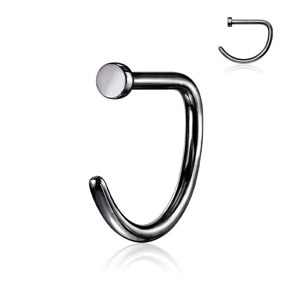 20G Titanium D Shaped Flat Top Nose Hoop