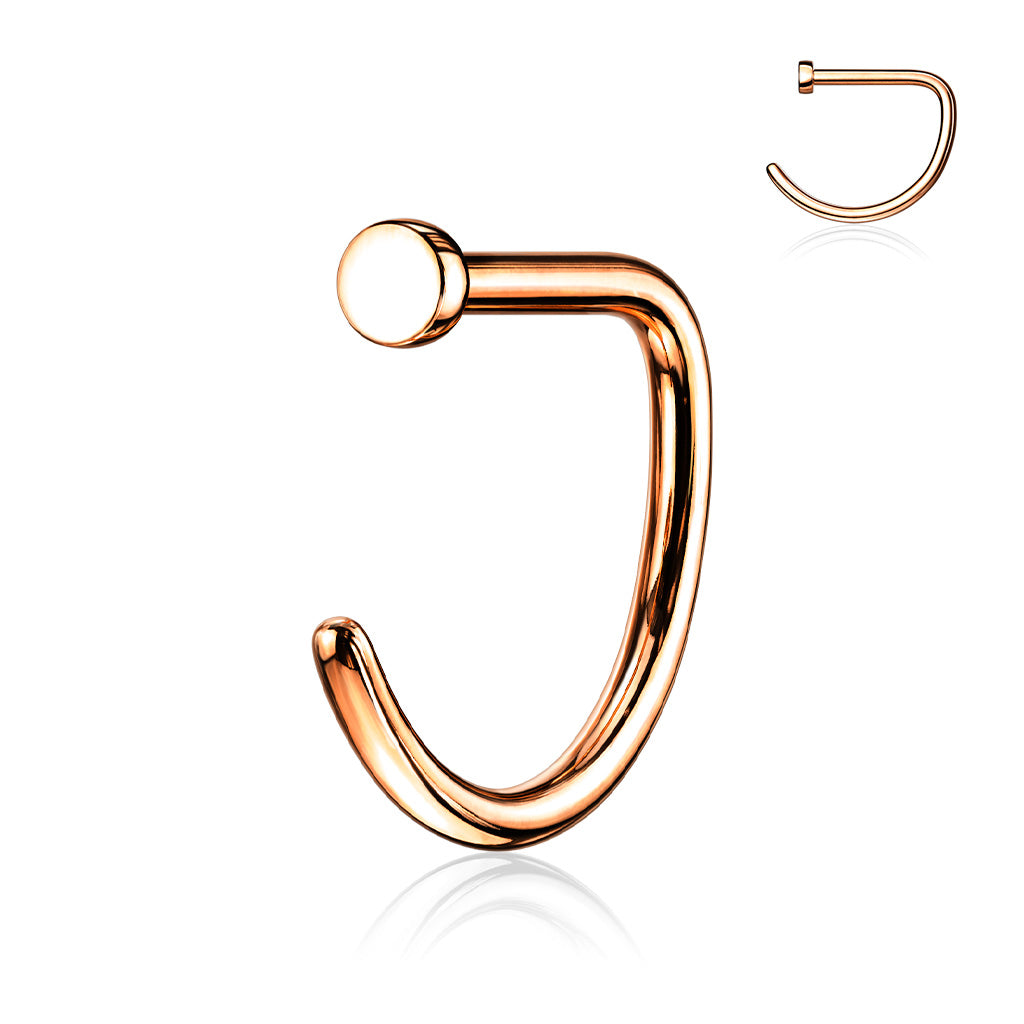 20G Titanium D Shaped Flat Top Nose Hoop