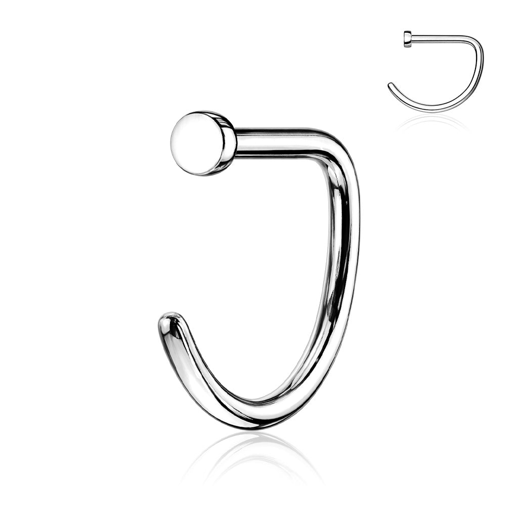 20G Titanium D Shaped Flat Top Nose Hoop