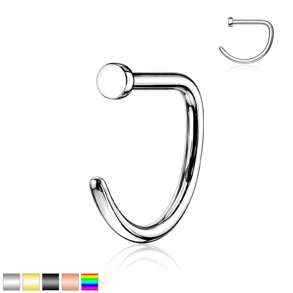 20G Titanium D Shaped Flat Top Nose Hoop