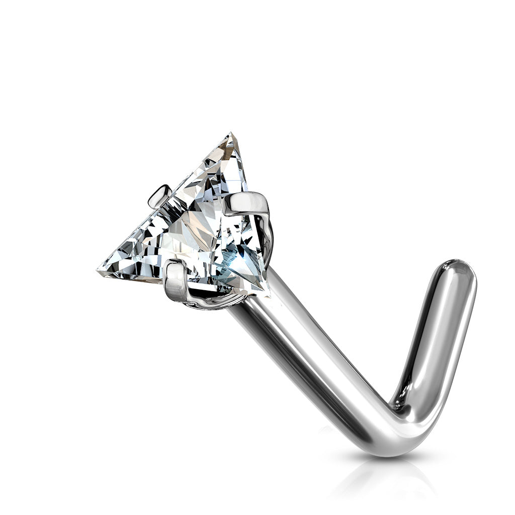 20G & 18G Titanium L Bend Nose Stud W/ Triangle