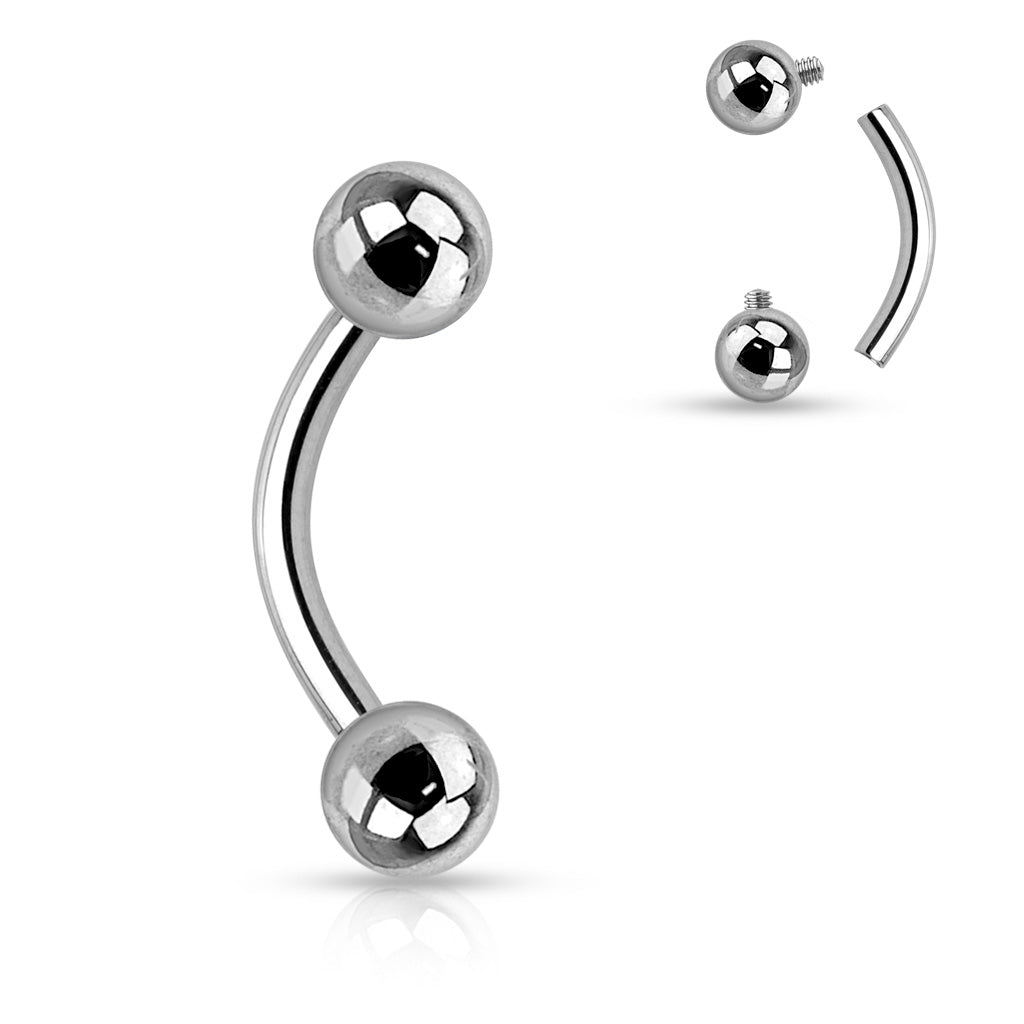 16G Titanium Internally Threaded Curved Barbell