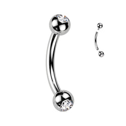 Implant Grade Titanium Internally Threaded Curved Barbell With Jeweled Balls