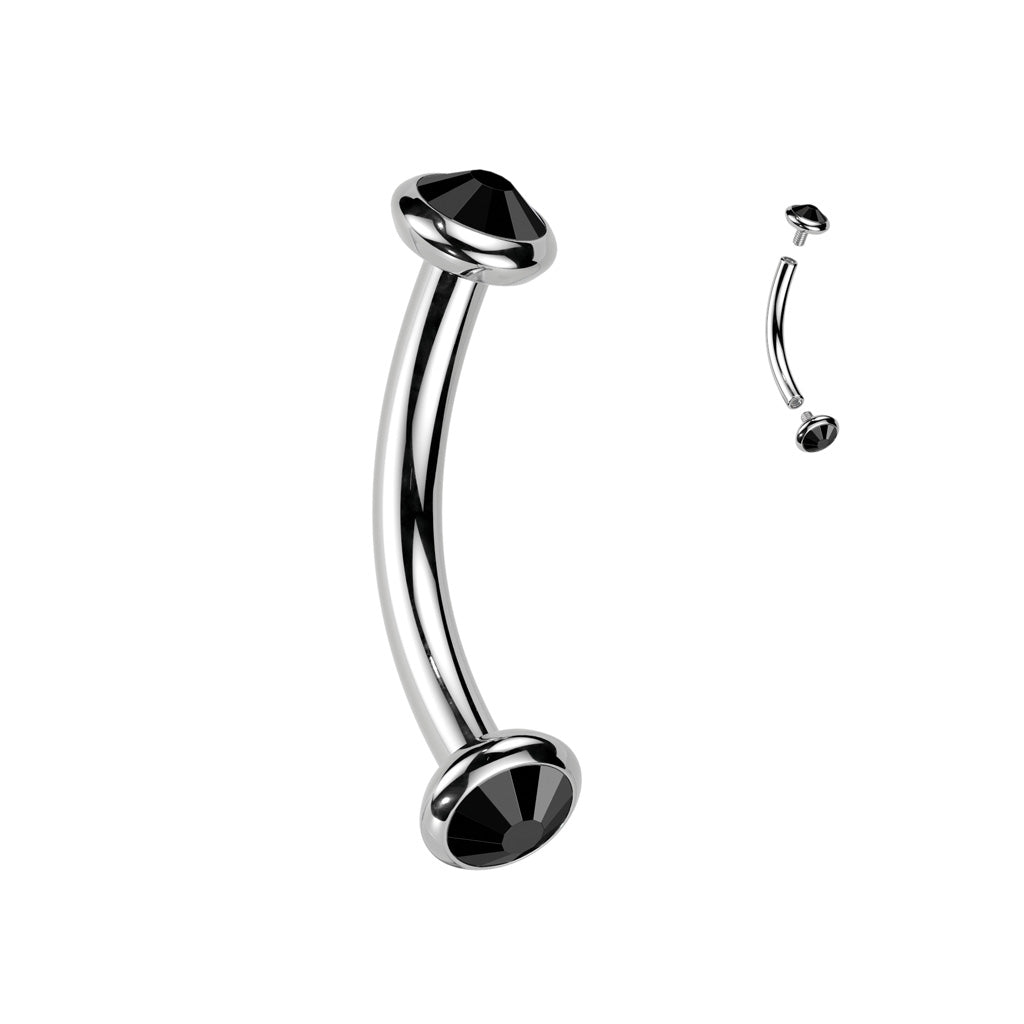 16G Titanium Internally Threaded Curved Barbell (8mm) W/ Flat Bezel