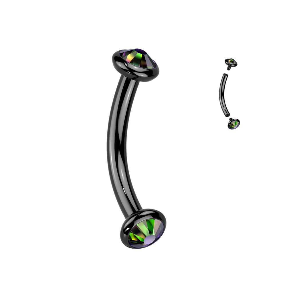 16G Titanium Internally Threaded Curved Barbell (8mm) W/ Flat Bezel