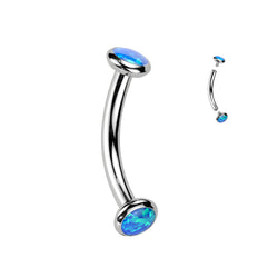 Implant Grade Titanium Internally Threaded Curved Barbell Opal Ends