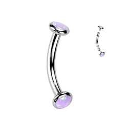 Implant Grade Titanium Internally Threaded Curved Barbell Opal Ends