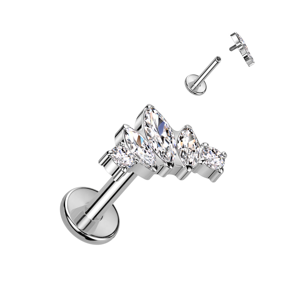 16G Titanium Internally Threaded Labret W/ Fan Top