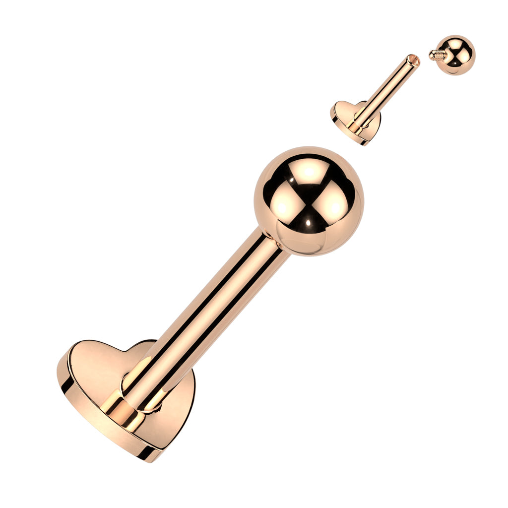 16G Titanium Internally Threaded Heart Base W/ Ball Top