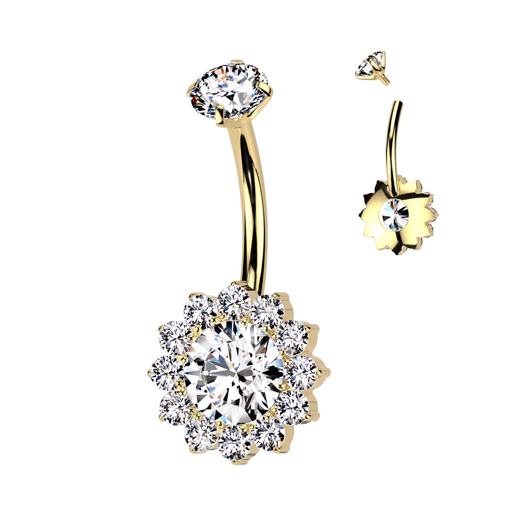 14G Titanium Internally Threaded Flower (10MM) Belly Button Ring