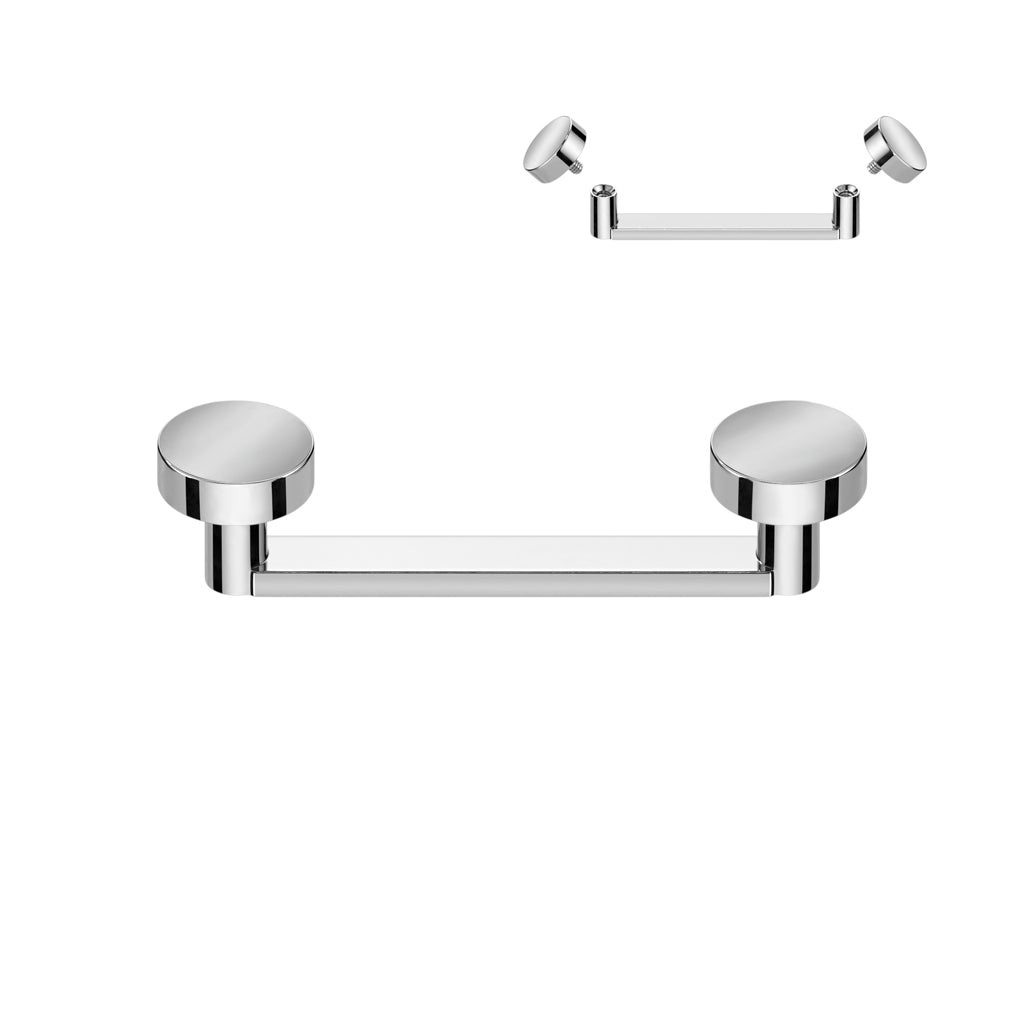Implant Grade Titanium Internally Threaded Flat Surface Barbell With 2mm Rise and Titanium Flat Round Tops