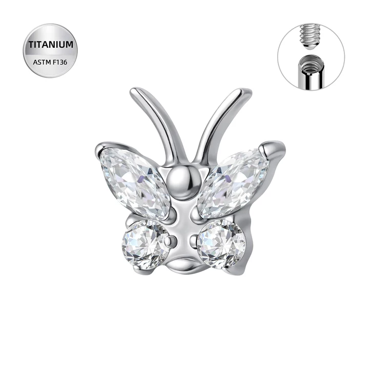 14G Titanium Butterfly Dermal Top – Custom Made ASTM F136 Dermal Piercing Jewelry