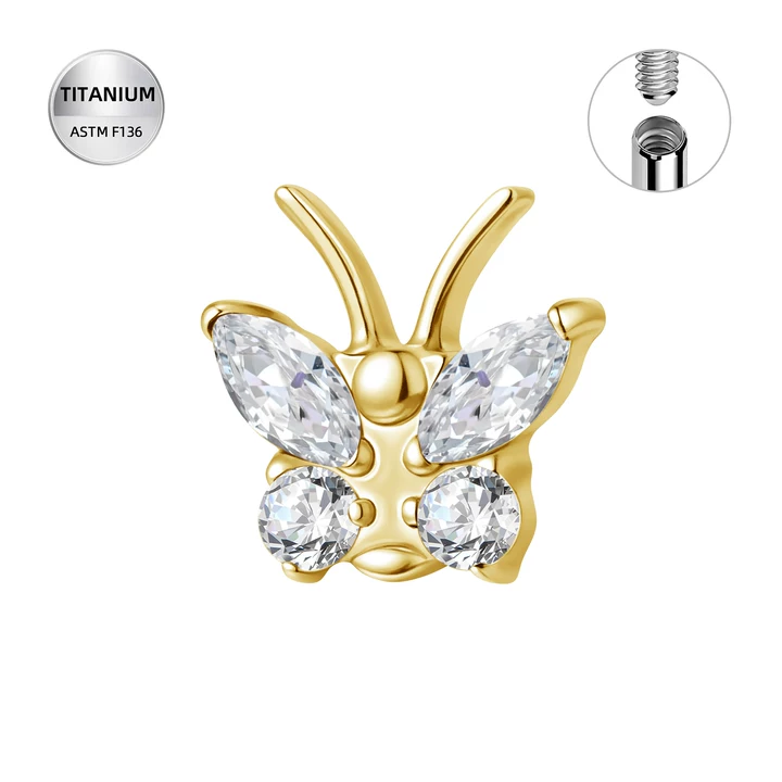 14G Titanium Butterfly Dermal Top – Custom Made ASTM F136 Dermal Piercing Jewelry
